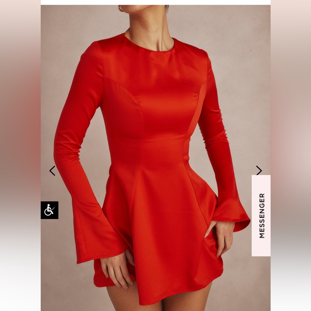 House of CB Red Long Sleeve Dress